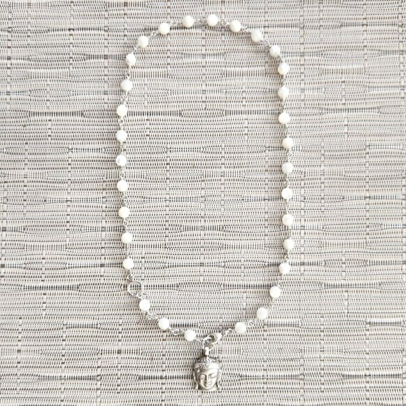 MOTHER OF PEARL NECKLACE WITH STERLING SILVER BUDDHA PENDANT - Picture 4 of 6